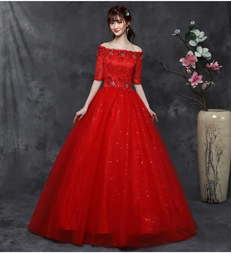 

Gryffon Wedding Dress Elegant Half Sleeve Boat Neck Ball Gown Princess Vintage Lace Wedding Dresses Vestido De Noiva Plus Size