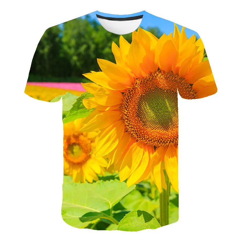 

Футболка детская с круглым вырезом, коротким рукавом и 3D-принтом подсолнуха