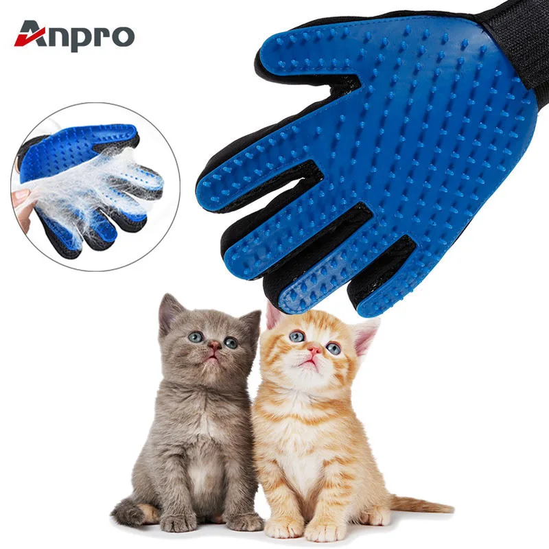 Anpro, 1 шт., перчатки для удаления кошачьей шерсти, перчатки для ухода за кошками, перчатки для чистки собак, перчатки для удаления волос, эффективные массажные расчески для собак