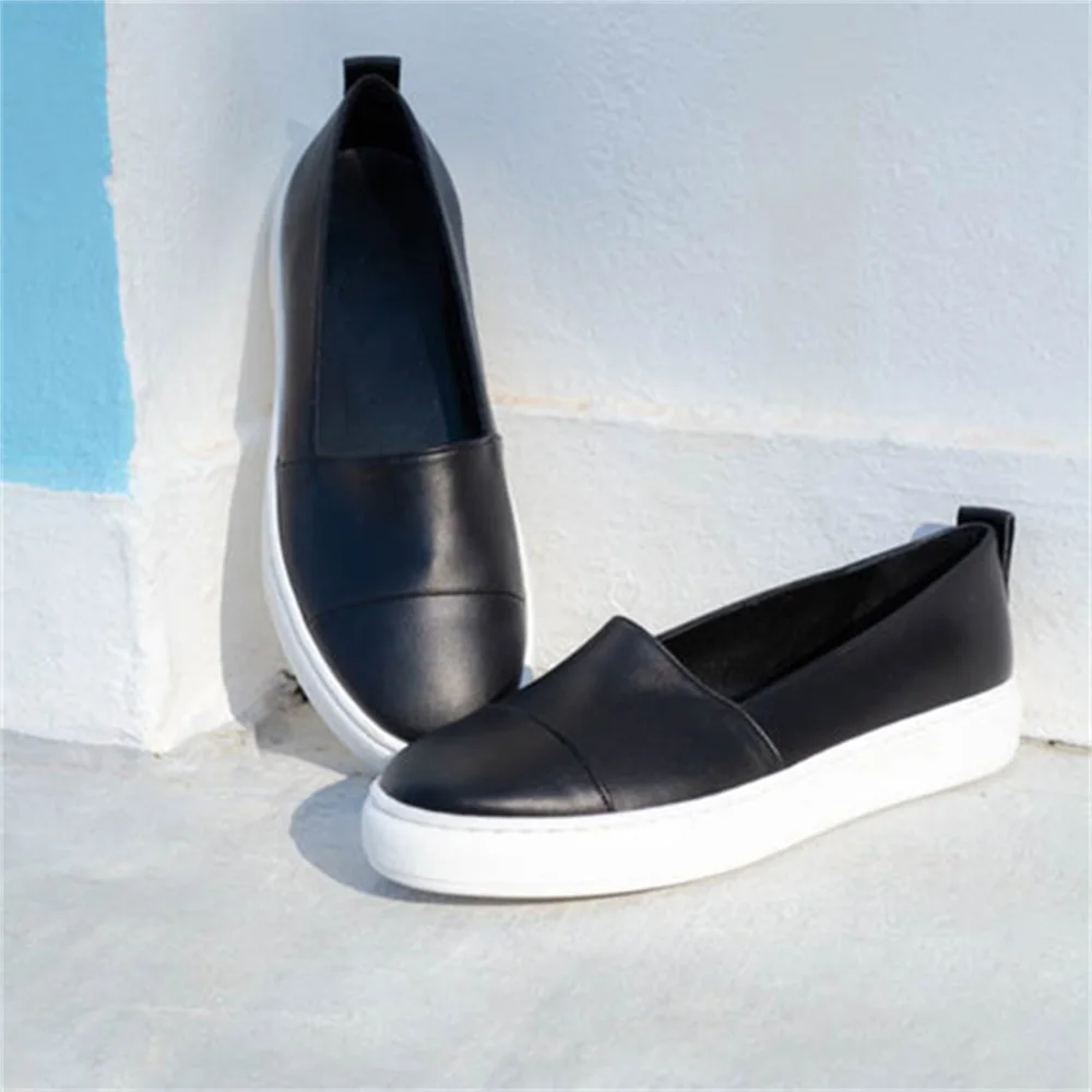 

Women's Slip On Loafers 2021 Spring Autumn New Round Toe Ladies Comfortable Casual Shoes 35-43 Large-Sized Female Sneakers