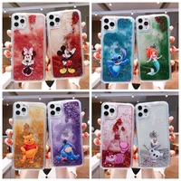 Mickey Minnie Stitch Pooh Mermaid Phone Case For iPhone Pro Max Plus Quicksand TPU