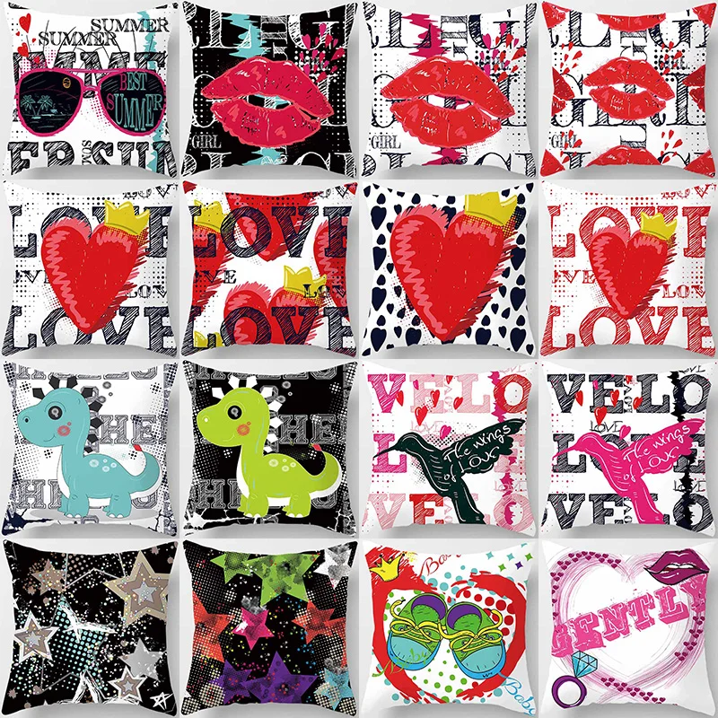 

Красивый чехол с надписью «любовь», солнцезащитные очки, птица, мультфильм, динозавр, панда, подушка, чехол высокого качества, квадратная То...