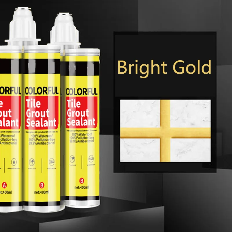 Bright gold 1 шт 400 мл 24 цвета двухкомпонентная керамическая Гибкая эпоксидная плитка затирка для наполнения швов и стыков - Цвет: Bright gold