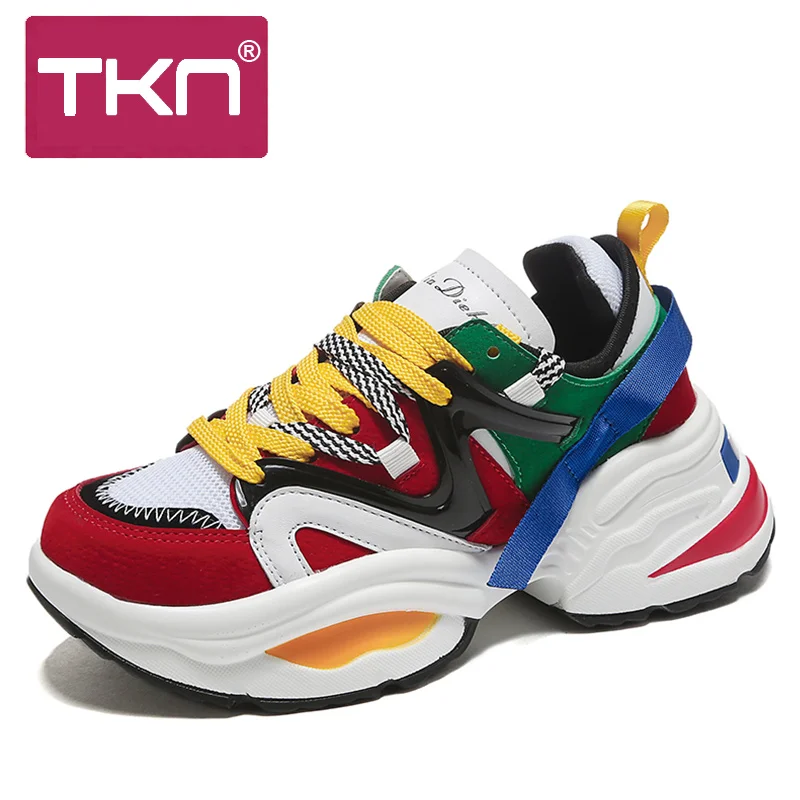 TKN Women Flat Platform Sneakers Shoes Mesh Breathable Sport Ladies Colorful Casual Autumn footwear women 1853 | Обувь