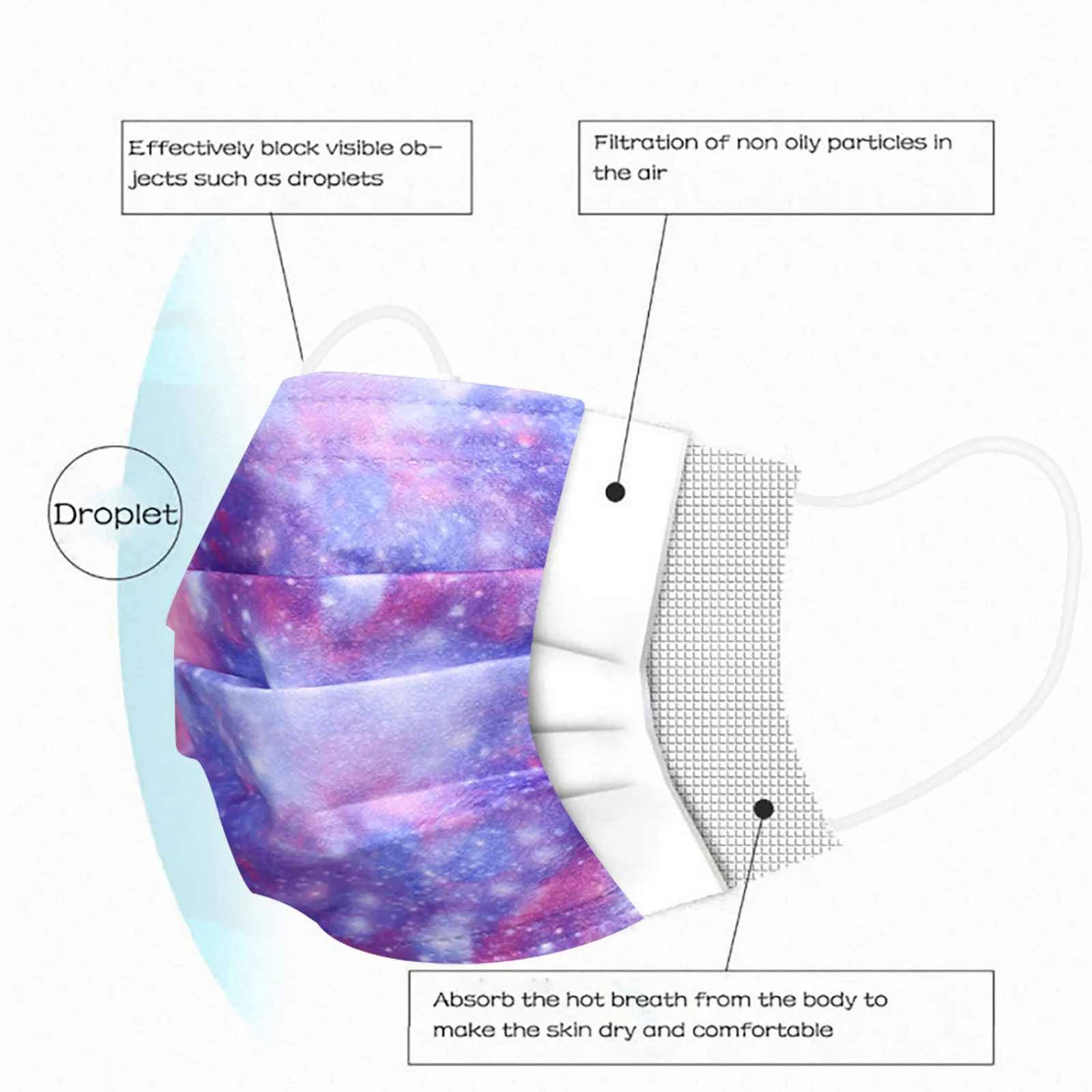 10/50/100шт Взрослые одноразовые маски с принтом для лица, промышленные, 3-слойные, с петлей на ушах, маски для рта Мондмаскерс Васбар Маскариллас Маски для детей