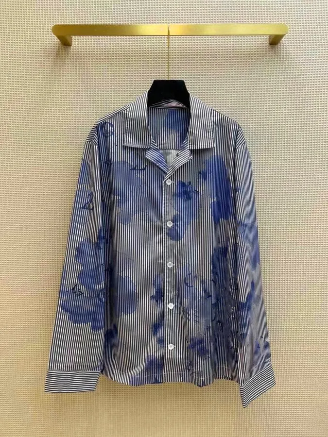 

Новинка 2021, мужская и женская рубашка в полоску с ореолом, красивая и модная рубашка, широкий вариант, очень хорошая текстура