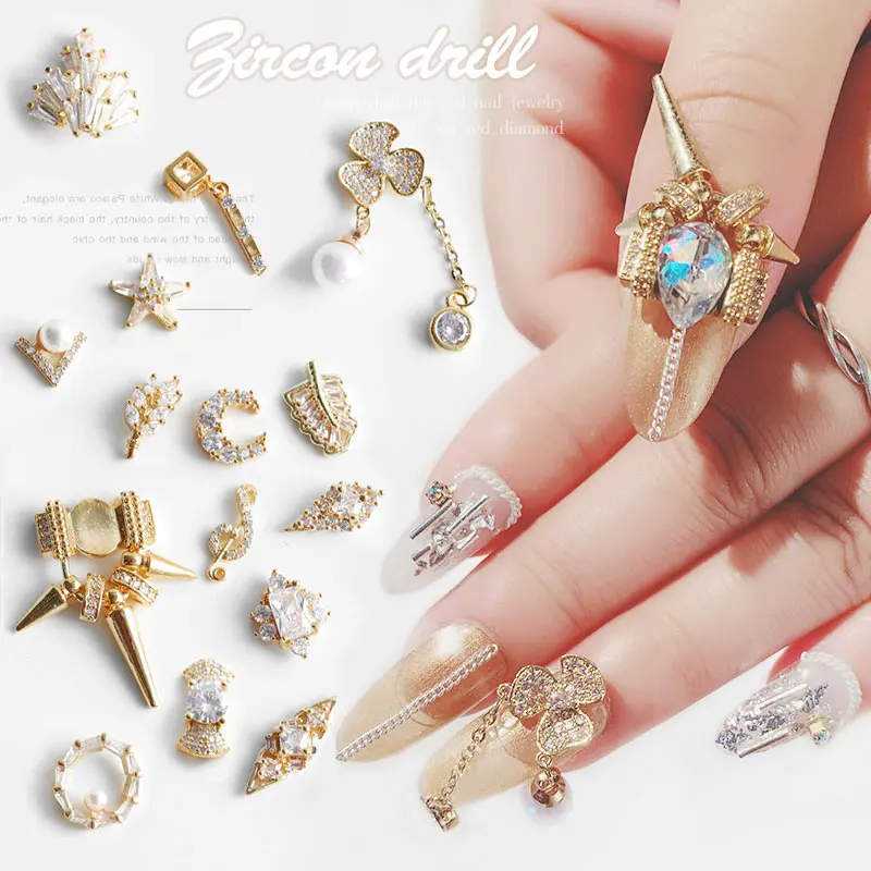 Fashion 3D Zircon Nail Art Jewelry Japanese Alloy Rhinestones Diamonds Metal Chains Decorations Charm Crystal Ornaments | Красота и