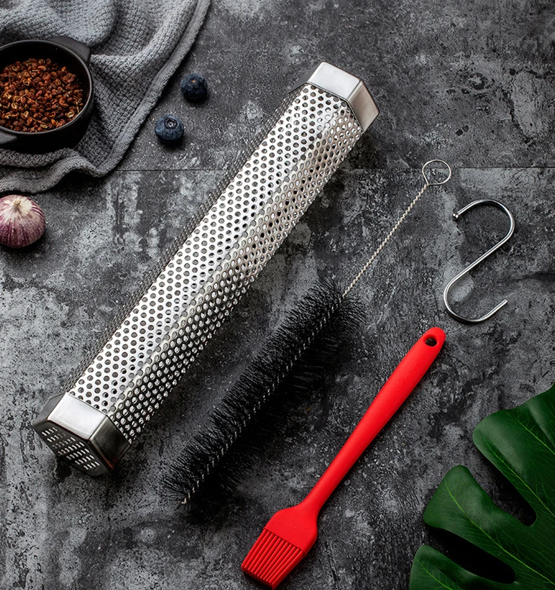 

12 inch Stainless Steel Smoker Tube BBQ Wood Pellet Smoker Box Durable Perforated Mesh Smoker Tube BBQ Grill Accessories