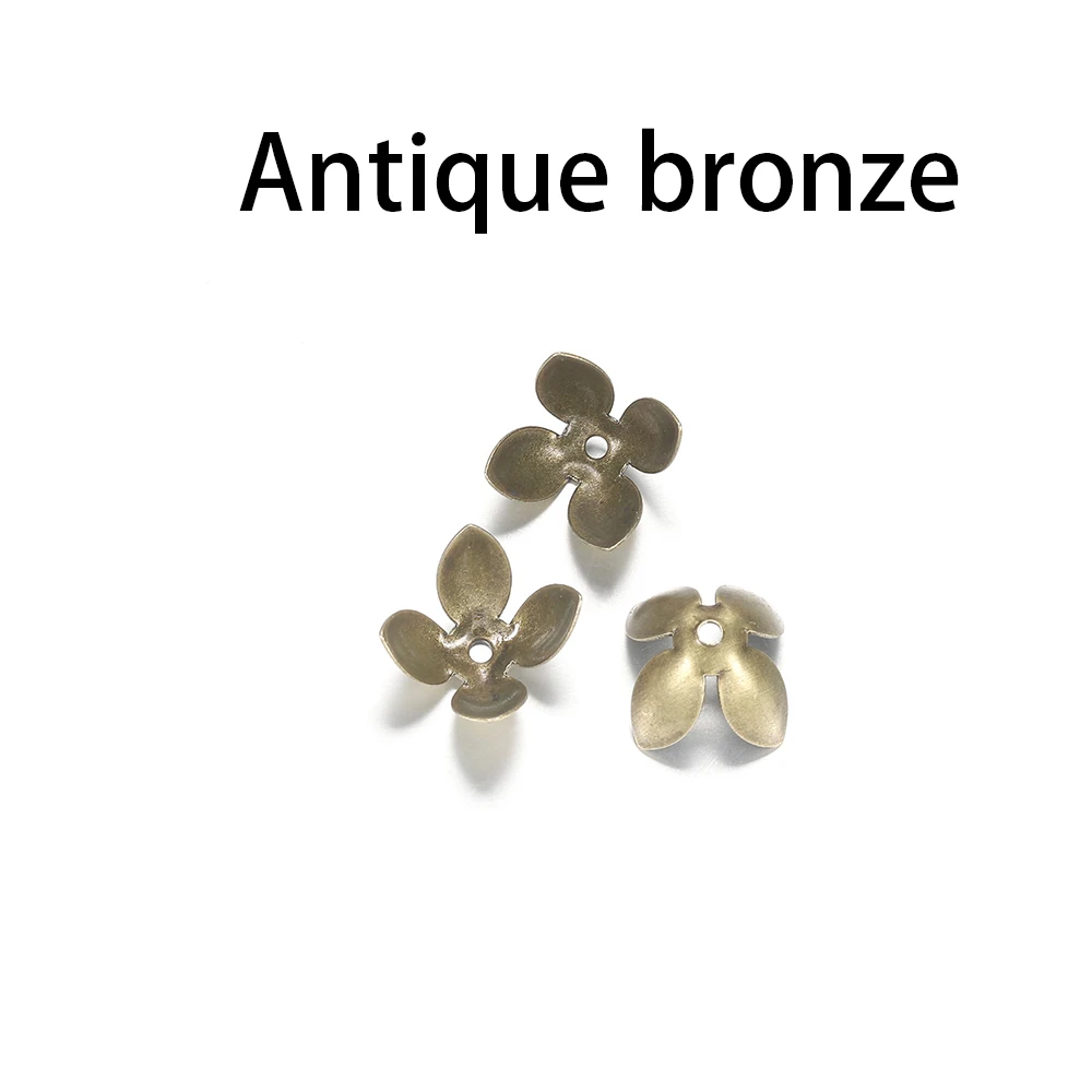 Antique Bronze 50 шт./лот, железные, серебристые, позолоченные бусины, колпачки s, Цветочная фурнитура, лепестки, бусины, Подвески для изготовления ювелирных изделий - Цвет: Antique Bronze