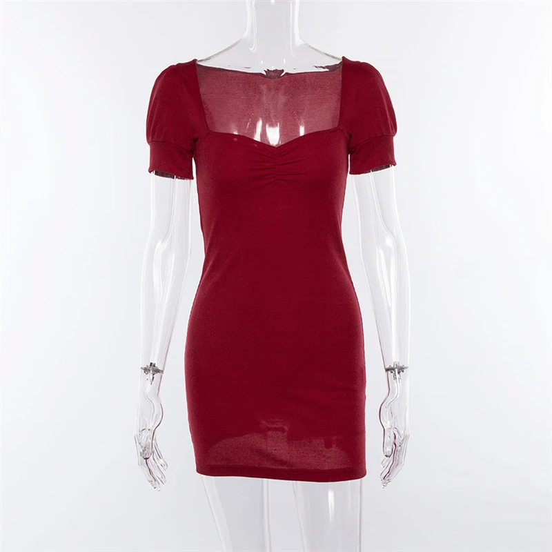 Женское модное Красное трикотажное платье в рубчик вечерние платья