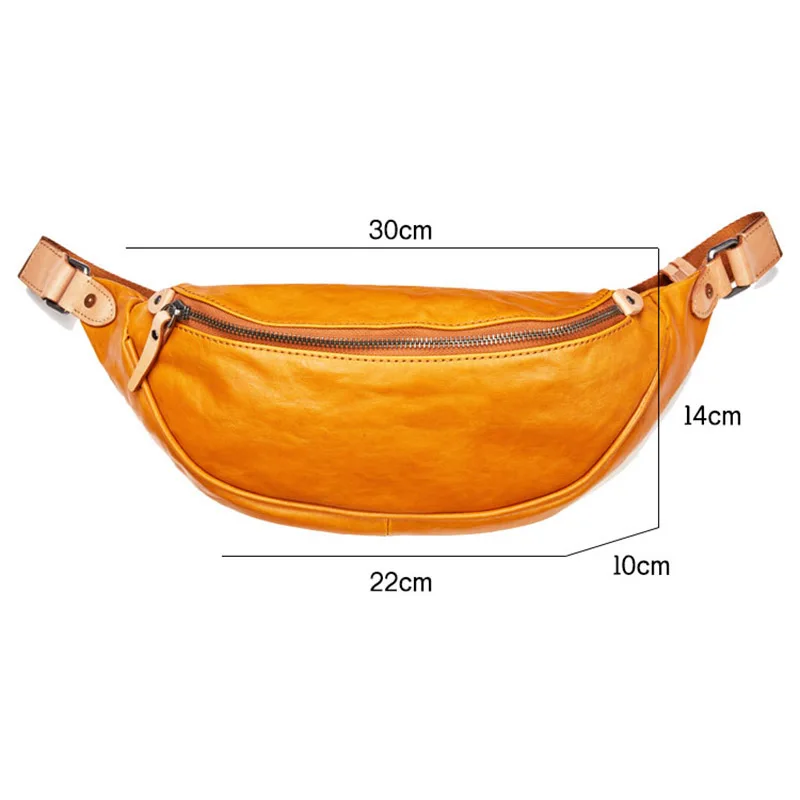 

AETOO Men's leather chest bag, first layer cowhide soft leather waist bag, simple dumpling bag, trendy messenger bag