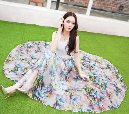 Длинные Цветочные юбки женские праздничные пляжные Бохо летние длинные