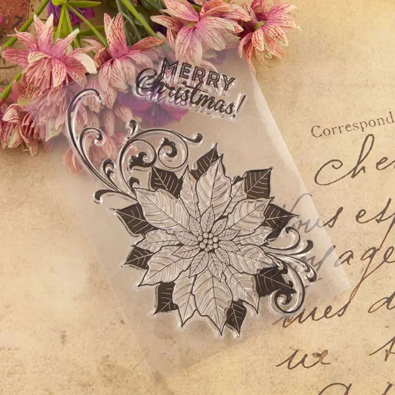 Рождественский цветок силиконовая прозрачная печать штамп сделай сам