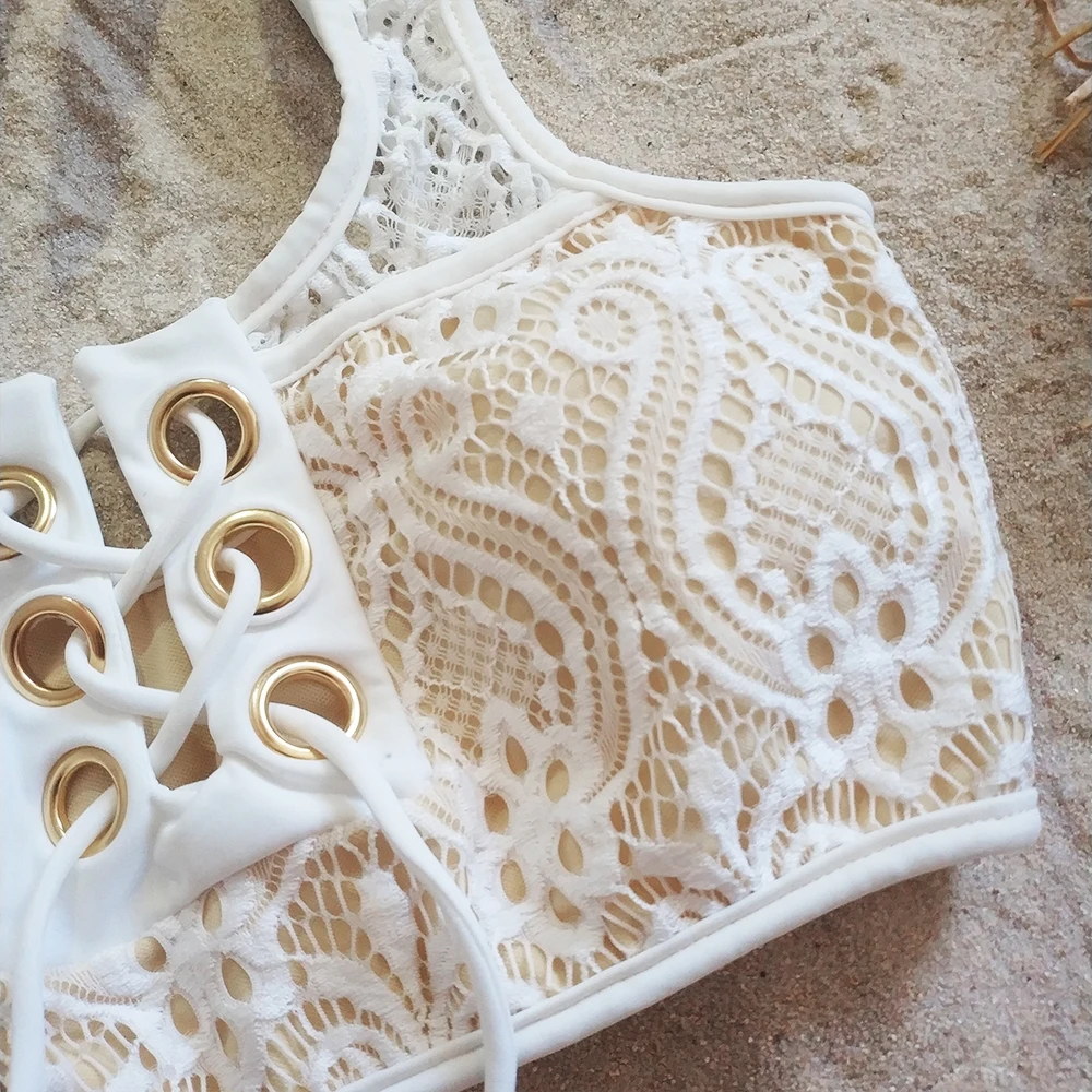 lace bandage bikinis mujer push up highwaiste transparent clear bikini women bathing suits sexy plus size swim brazilian