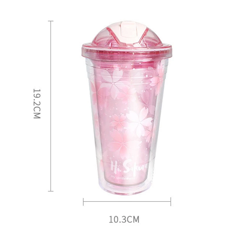 Creative Plastic Water Cup Tumbler With Lid And Straw Insulated Double Wall Reusable Leakproof Travel |