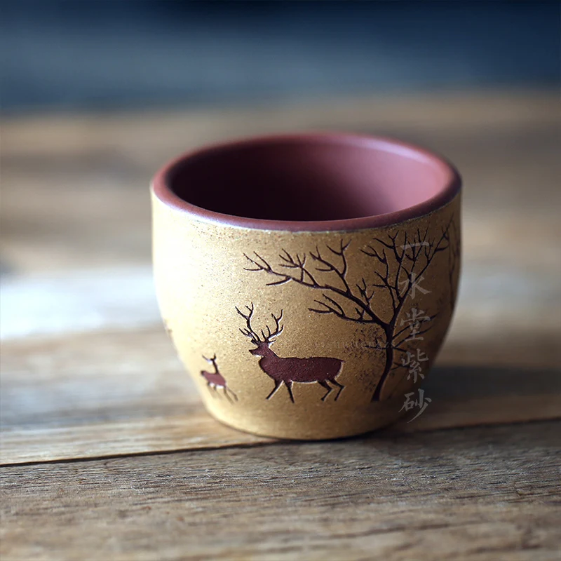 

★Yixing Zisha teapot Zisha tea cup Master Cup single cup clear water mud slurry jar shaped plum deer cup collection