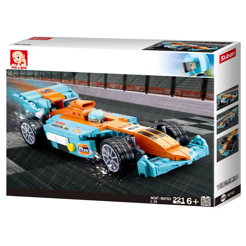 

SLuban Gift For Kids F1-1: 24 Aurora Racing Car Model Building Block Educational Toy Children's Assembled Minifigures Toy Hots