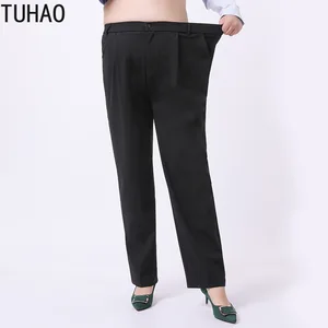 Женские повседневные широкие брюки TUHAO, офисные черные свободные брюки большого размера плюс 9XL 8XL 7XL 6XL, WM02, 2020