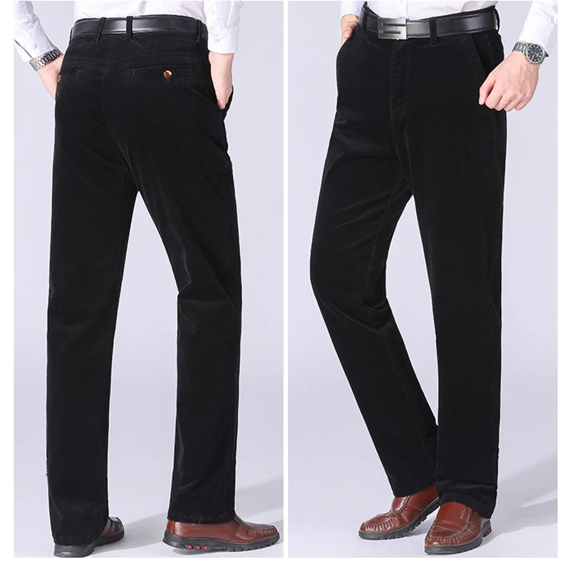

Men's high quality corduroy padded casual pants Classic high waist retro straight trousers Autumn and winter corduroy Slim pants