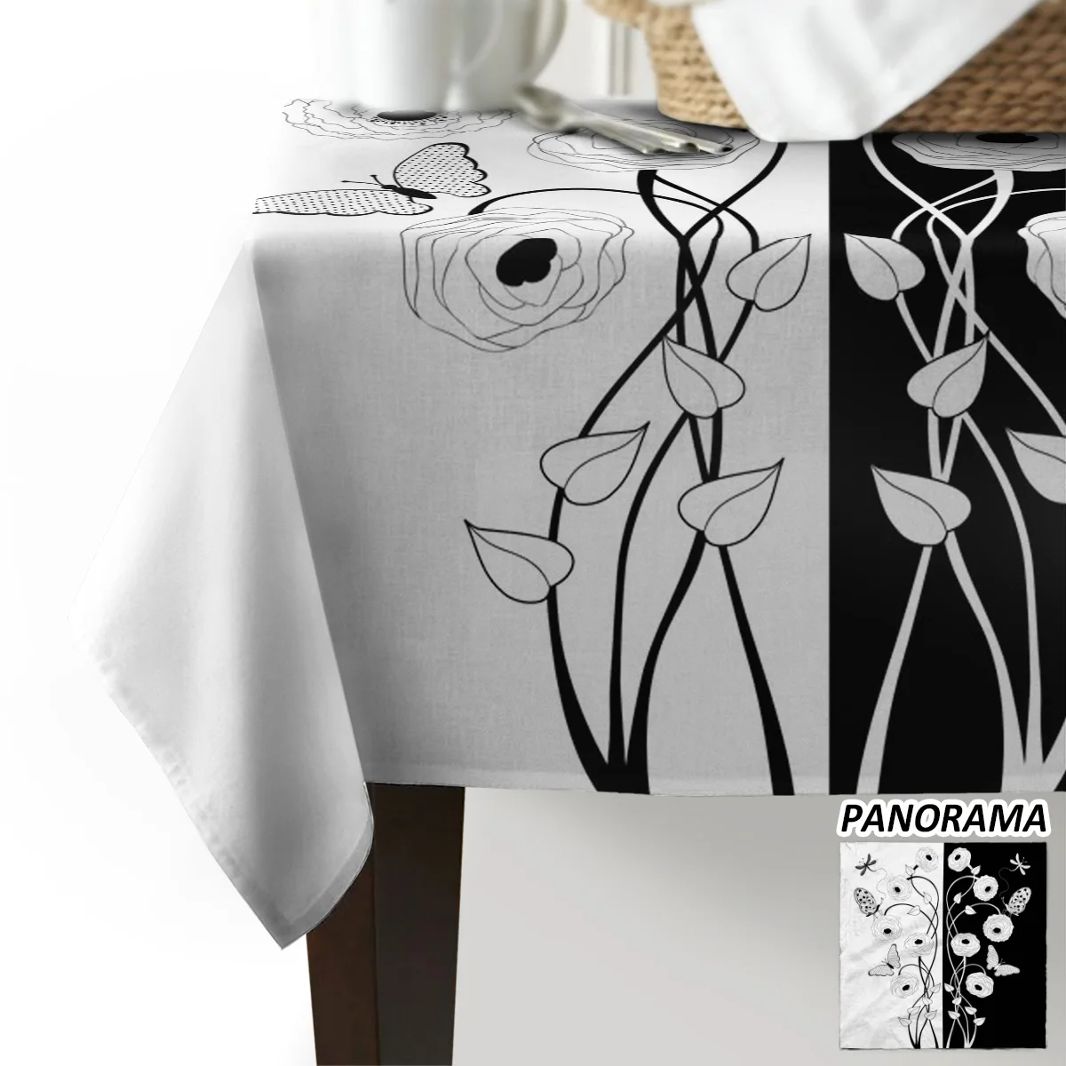 Чехол на стул с рисунком стрекозы бабочки черного и белого цветов | Дом сад