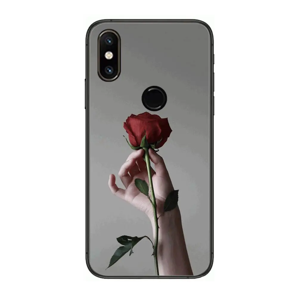 

Bright Red Rose Flowers Phone Case For xiaomi M2 C3 X3 F2 Lite NFC 6 5 x Poco k30 Pro Anime Black Cover Silicone Back Pretty