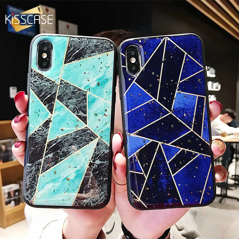 KISSCASE геометрический эпоксидный чехол для iPhone X XS MAX XR 8 6 6s 7 Plus Золотая фольга