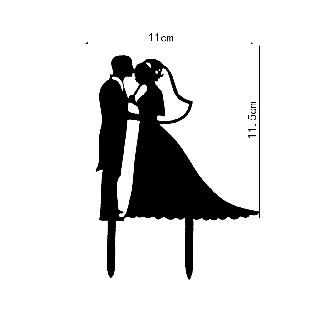 Cake Topper 58 Украшения на свадебный торт, фигурки из черного цвета в виде жениха и невесты Mr Mrs с кошечкой для маленьких собак торт топпера, свадебные Обручение вечерние украшения торта вечерние свадебные сувениры - Цвет: Cake Topper 58