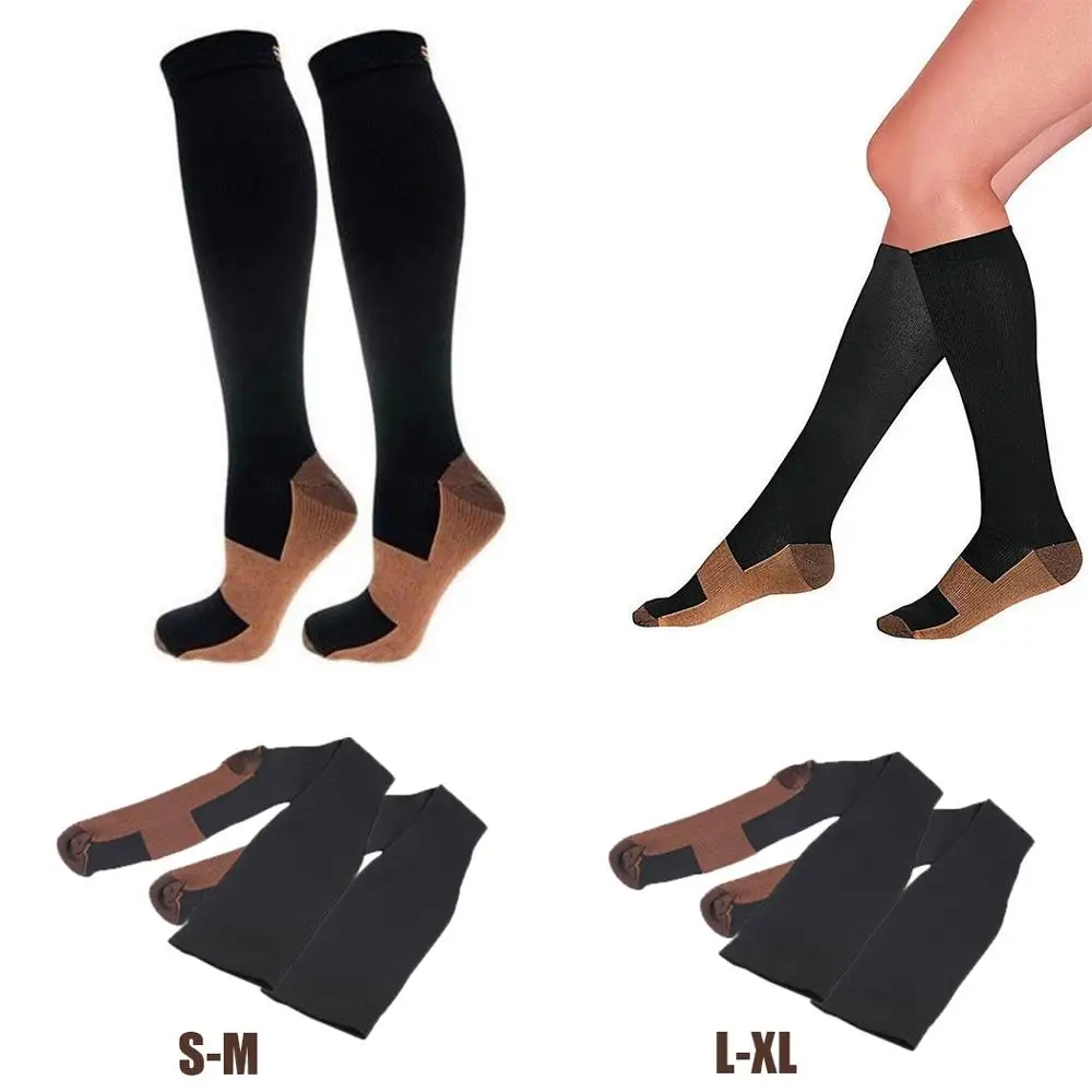 Компрессионные носки черные нейлоновые спортивные снижение давления удобная