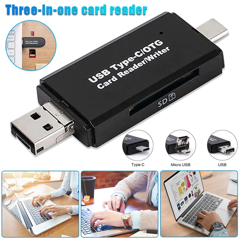 Устройство для чтения карт памяти 3 в 1 usb type C/Micro USB адаптер OTG функция Plug and Play