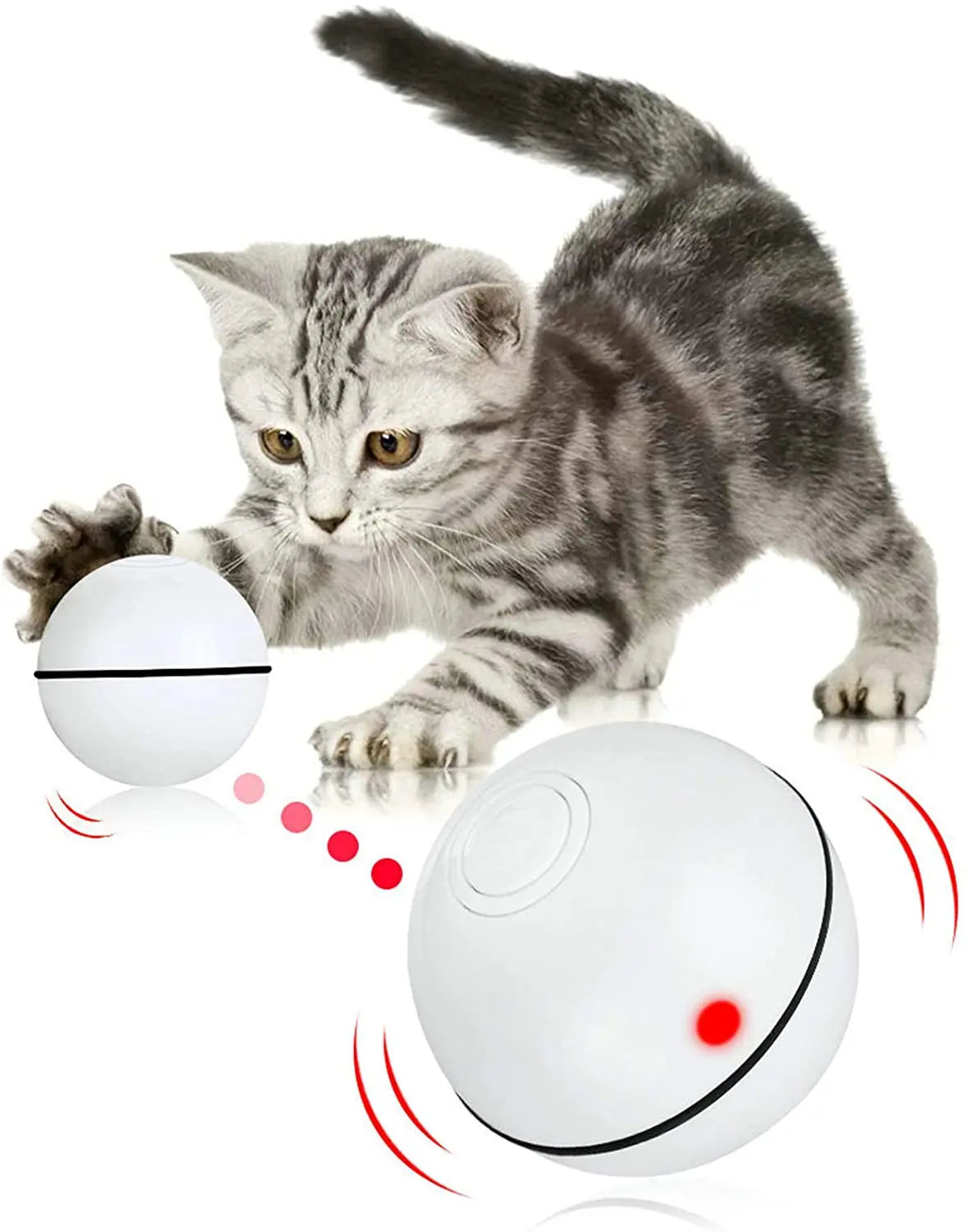 

Smart Cat Toy Interactive Electronic Self Rotating Roll Ball With Light Pet Cat Play Game Toy Automatic USB Ball For Cat Kitten