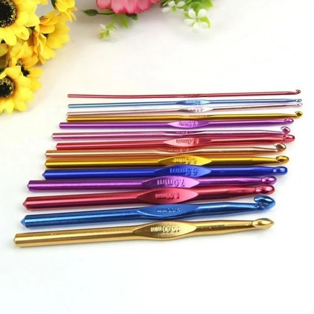 8Pcs 2-5.5mm Different Size Colored Aluminum Crochet Hooks Needles Set Tools | Дом и сад