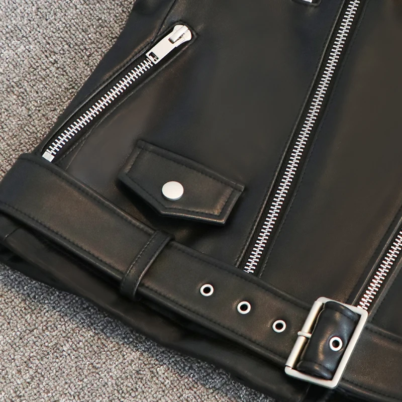 

Lautaro Short black spring faux leather vest women zipper Plus size sleeveless biker jacket Leather waistcoat gilet 5xl 6xl 7xl