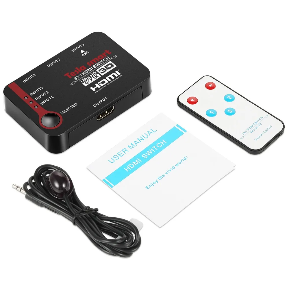 Автоматический переключатель 3 порта Ultra HD 4K видео HDMI коммутатор 3 в 1 выход HDMI коммутатор 3x1 ИК пульт дистанционного управления для 4K ТВ HD ТВ PS3 PS4 DVD
