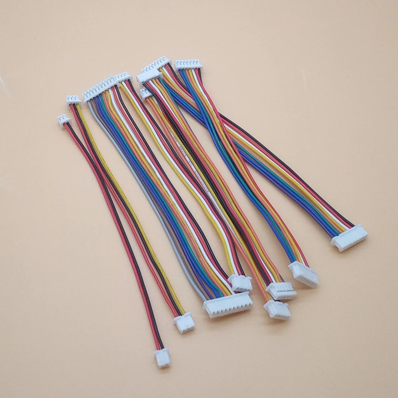 

10 шт. JST 1,25 мм 2P/3P/4P/5P/6P/7P/8 Pin одинаковые/обратные направления двойной разъем с проводом 100 мм ленточный кабель 28AWG JST1.25