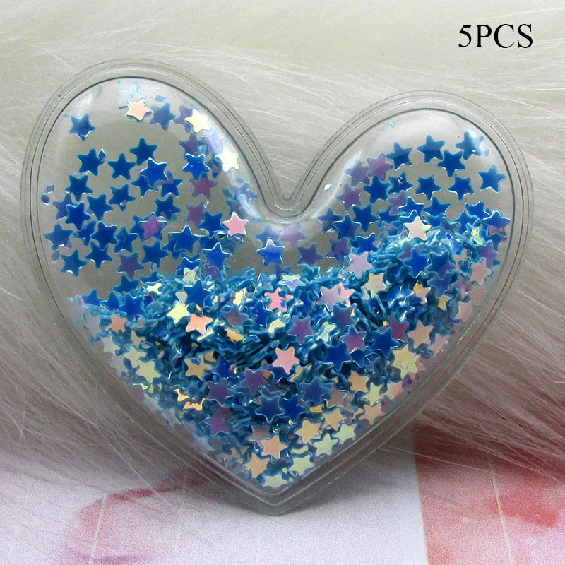 

5 pcs Hot Sold Heart Transparent Bling bling Star Flowing Patches Appliques for Children clip and DIY Hair Clip Accessories