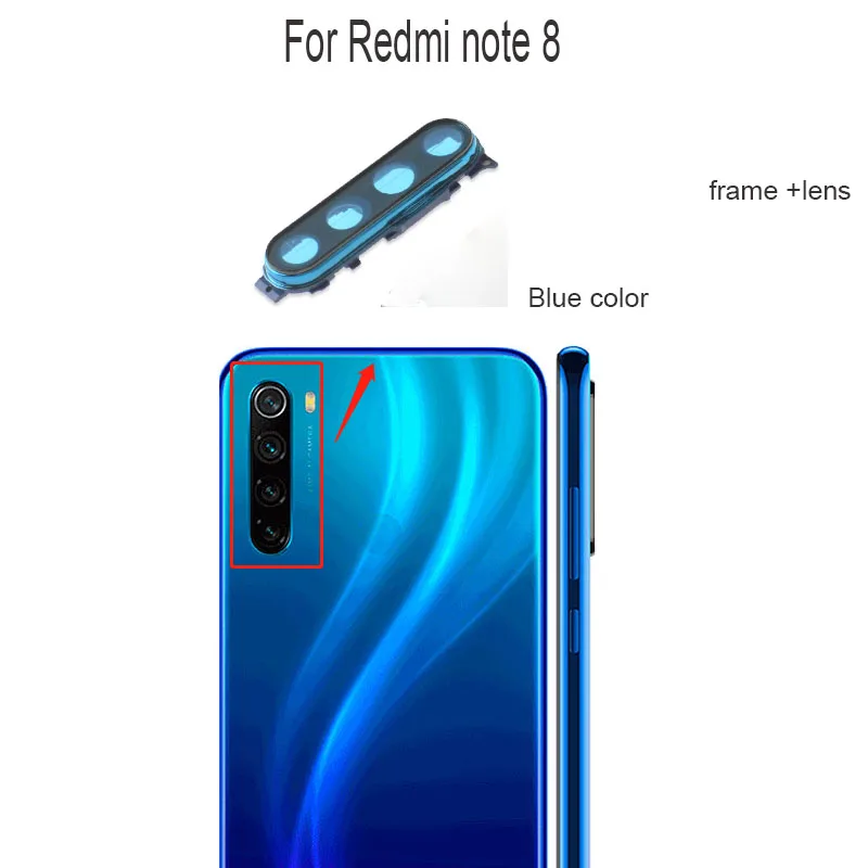 Стекло для задней камеры Xiaomi Redmi Note 8 8T стекло объектив с крышкой держатель рамы и