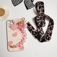 fashion flowers wristband leopard lanyard soft case for iphone 11 12 pro max 7 8 plus xr x xs se 2020 leather phone cover fundas