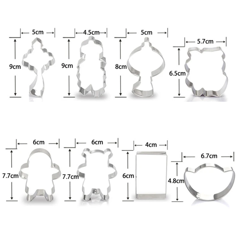 

8pcs/set Stainless Steel Cookie Biscuit Cutters Molds Onigiri Fruit Cutting Mould DIY Fondant Cake Pastry Decorating