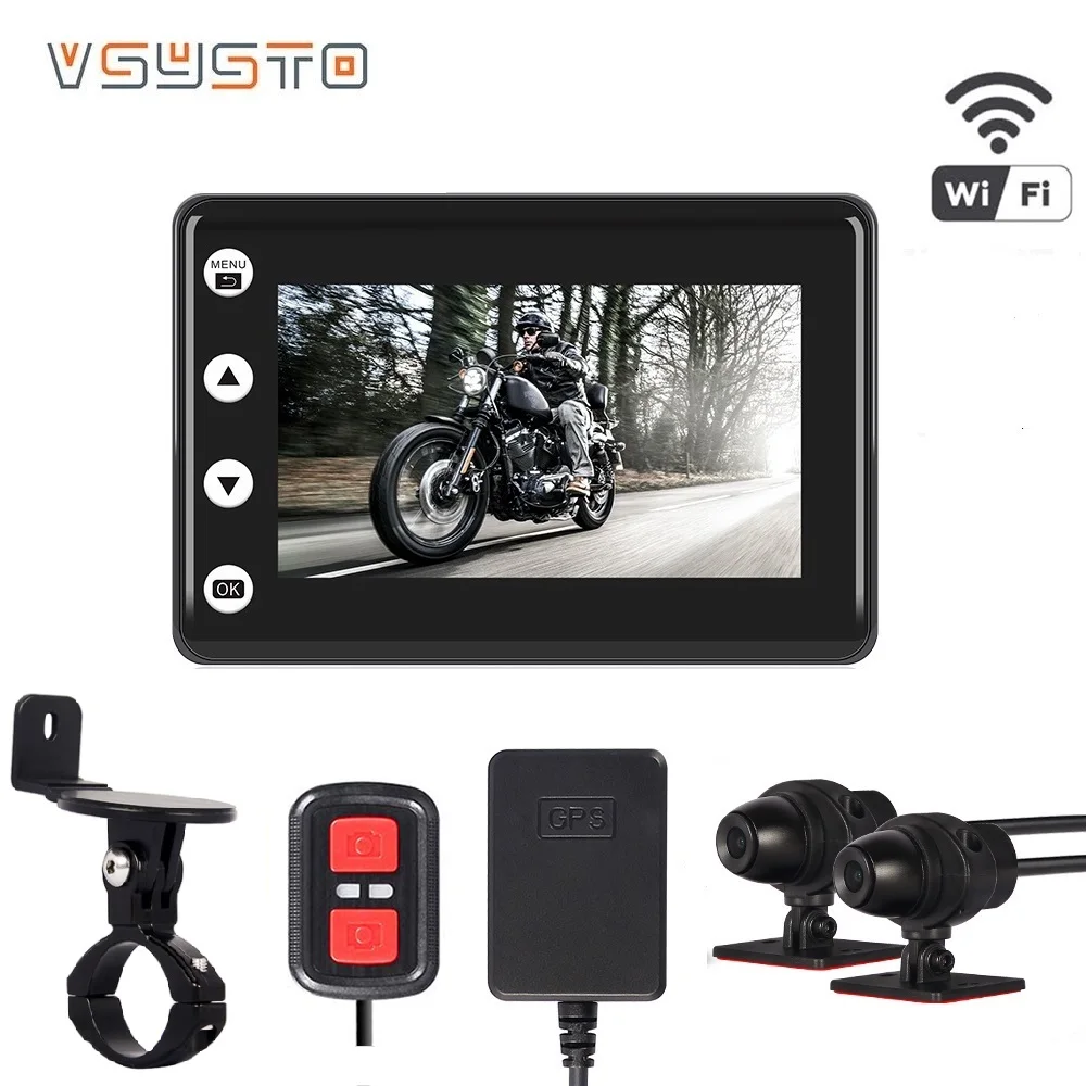 Видеорегистратор VSYSTO на мотоцикл 3 0 дюйма 1080p Wi-Fi