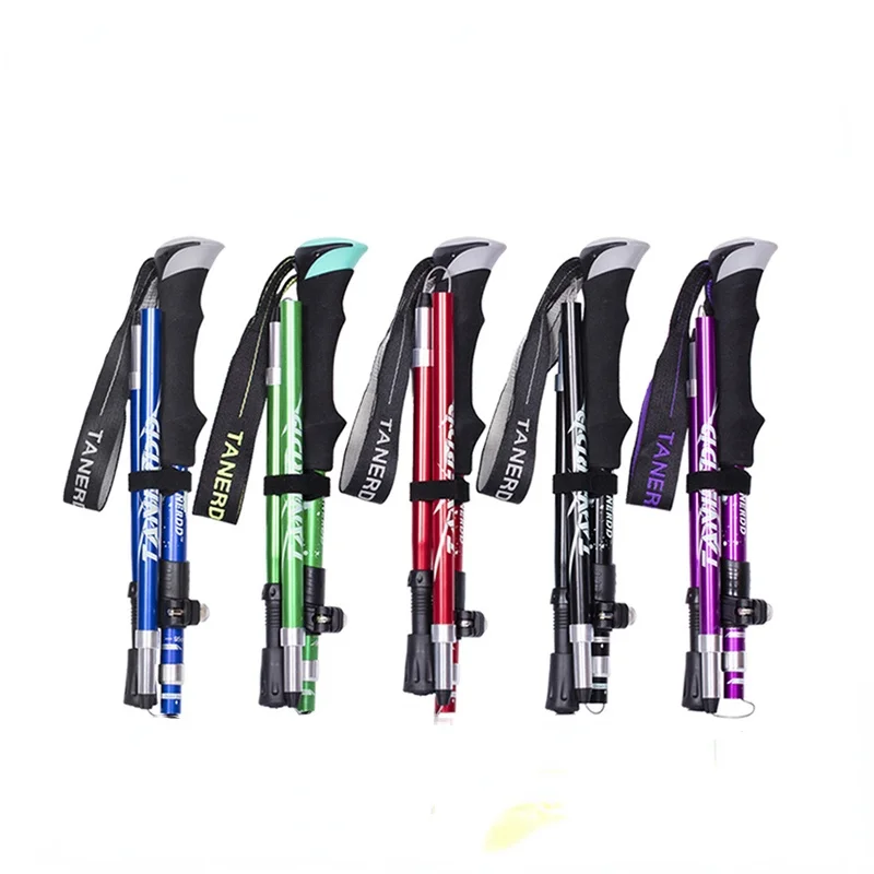 

Portable 5-Section Outdoor Fold Trekking Poles Stick for Camping Walking Hiking Easy Put Into Bag Aluminum Alloy Lightweight