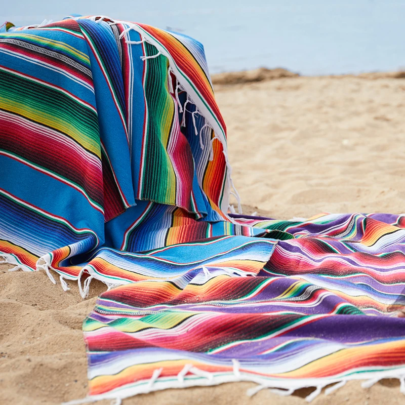 Пляжное покрывало в этническом стиле хлопковое для стола Радужное ручной работы