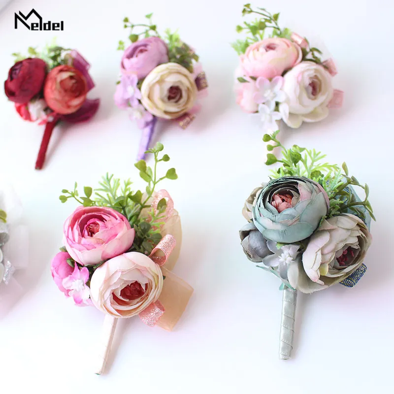 Шелковые цветы мелдель булавка для бутоньерки жениха мужской свадебный