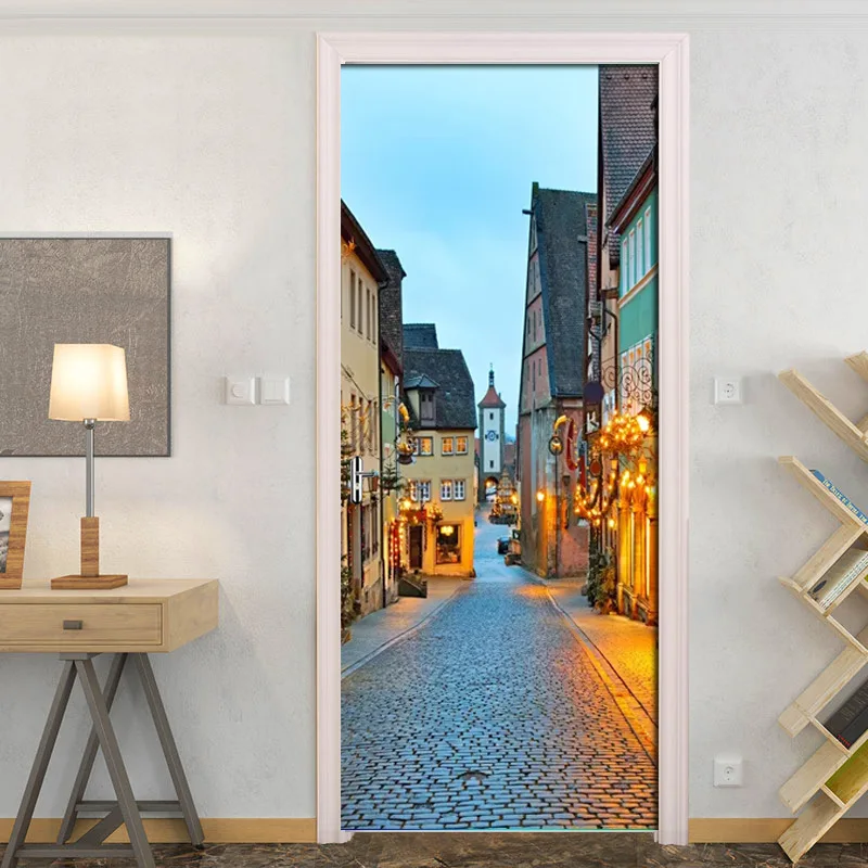 Европейский город городского пейзажа двери наклейки с пейзажем для детский