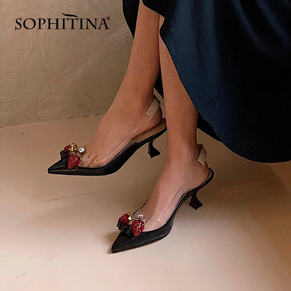 Сандалии SOPHITINA женские с ремешком на пятке элегантные туфли закрытым заостренным