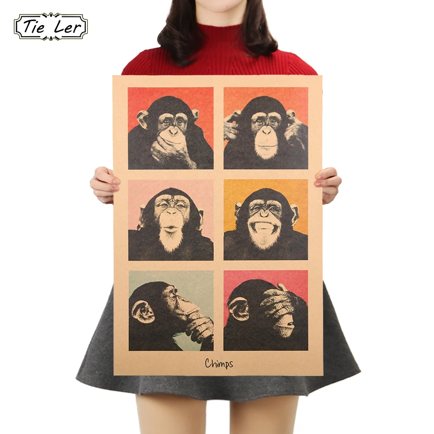 TIE LER ВИНТАЖНЫЙ ПЛАКАТ Gorilla наклейки на стену кухня ретро крафт бумага плакаты