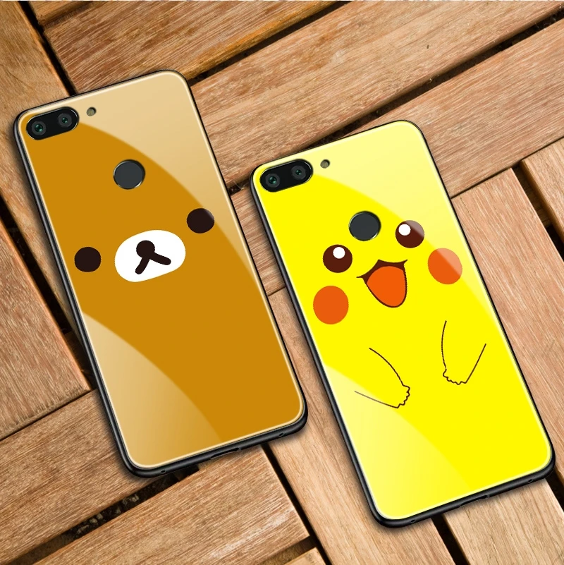 Роскошный чехол для телефона из закаленного стекла 9H с мультяшным рисунком