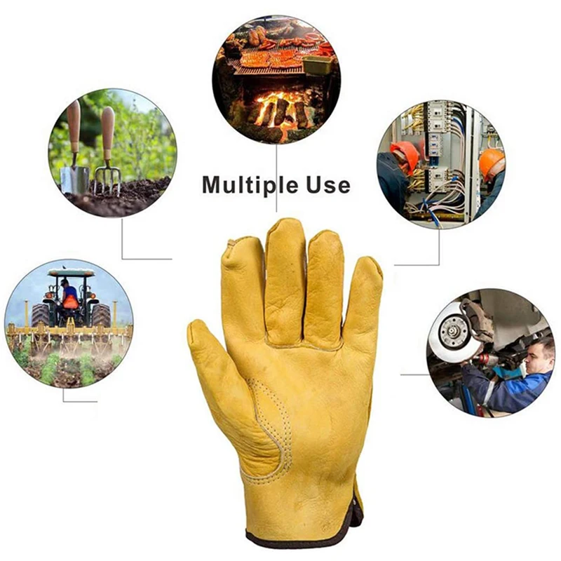 

Garden Gloves Thorn Proof, 2 Pairs Heavy Duty Garden Gloves, Flexible and Durable Leather Work Gloves for Men Women