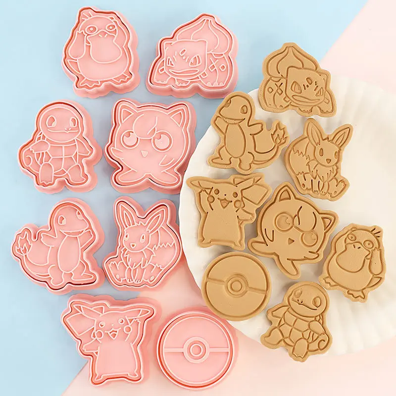 

New 6pcs/Set Pokemon Figures Cookie Cutters Cartoon DIY Bakery Mold Biscuit Press Stamp Embosser Sugar Pasty Cake Mould Toys