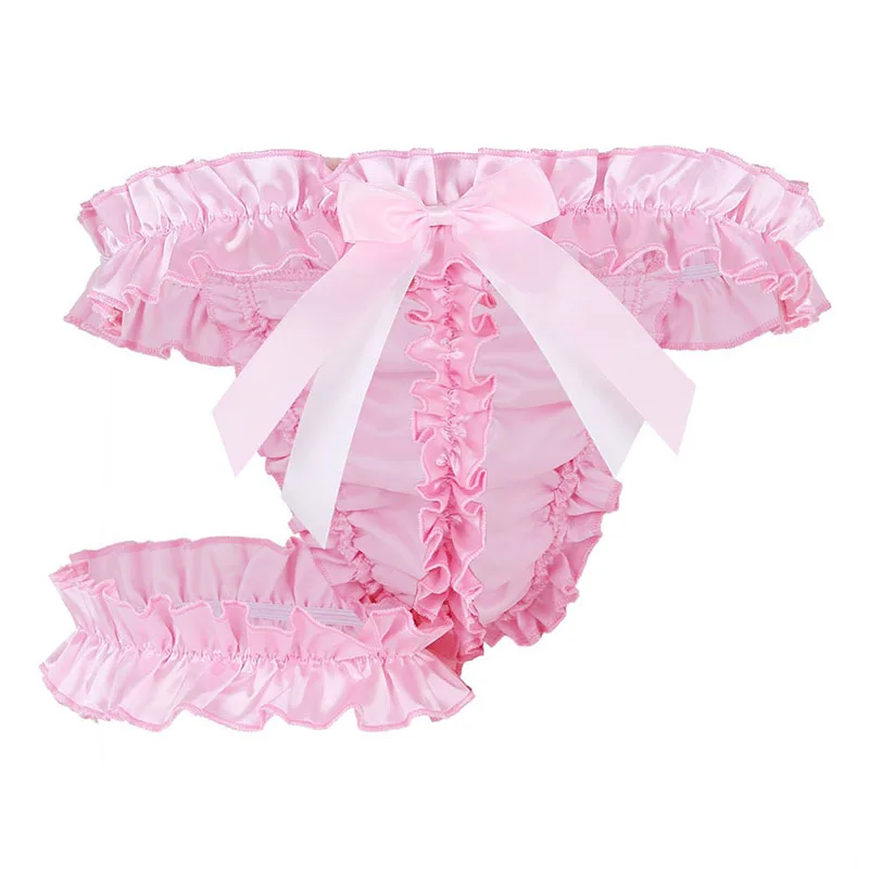 

Fashion Hot Sale Men's Lace-Trimmed Sexy Bow-Knot Panties Blue Pink Panties S M L XL XXL XXXL