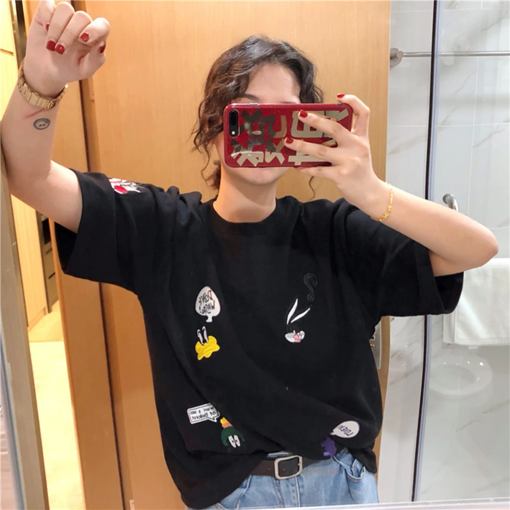 Новинка 2020 женская летняя футболка с коротким рукавом и круглым вырезом Женское